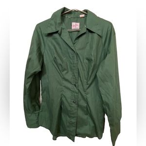 Vintage Green Tem Tex Western Cowgirl Button Down Rodeo Shirt RARE Women’s M